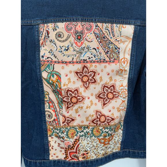 NWT Brit.NY Mixed Media Floral Paisley Denim Jean Jacket Size M - Picture 4 of 9